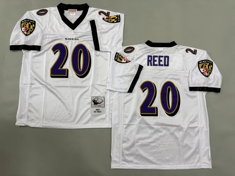 Men 2025 Baltimore Ravens #20 Reed white Throwback Limited NFL Jersey style 001